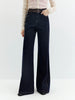 Slim Denim Jeans for Women Autumn Style Mid-waisted Zipper Flared Pants Cotton Retro Solid Chic Streetwear