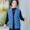 Women Knitted Cardigan Vest Jacket Spring Autumn Solid Color V-Neck Ladies Coat Middle Aged Mother Lady Sweater Waistcoat