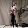 Women Casual Plaid Windbreaker Turn-down Collar Long Sleeve Belt Waist Jacket Spring High Street Lady Commute Coat