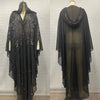 Middle East Africa Muslim Long Robe Vintage Diamond Bead Shoulder Cover Hooded Cloak Dress Bat Sleeve Women's Dress
