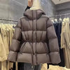 Cotton-Padded Jacket Women Autumn WinterNew Down Coat Female Parkas Hooded Drawstring Waist Thick Warm Overwear Lady Top