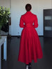 Women Hourglass Waist Full Flared Hem Long Dress Coat Lapel Collar Single Breasted Long Sleeve Overcoat Guest Party Street Wear