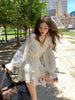 Autumn White Chiffon Dress Women Casual Long Sleeve Y2k Mini Dress Even Party Elegant One Piece Dress Korean Chic