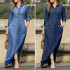Spring Elegant Women's Denim Dress Casual Long Sleeve Buttons Shirt Maxi Dresses For Women Robe Femal Office Clothing