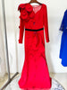 High Street Designer Vestido Women's Long Sleeve Petal Appliques Formal Gown Long Maxi Dress