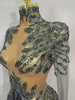 Sexy Performance Stage Costume Sparkly Rhinestones Tassel See-Through Dress Women Bars Nightclub Party Latin Dance Dress