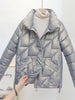Glossy Down Cotton Jackets Women Winter Parkas Female Stand Collar Casual Warm Short Puffer Jacket Snow Outwear