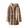 Vintage Hooded Faux Fur Coat Women Winter Slavic Style Girl Striped Fox Fur Jacket Long Overcoat