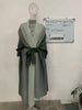 Gradient Pleated Trench Coat For Women Bat Sleeve Scarf Collar Long Windbreaker Female Clothing 2DA2148