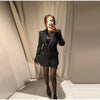 Chic Feather Blazer Pants Set Women Lapel Shoulder Pads Full Sleeve Jacket Pocket Straight Pant Spring Autumn Lady Suit