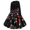 Retro Vintage Long Sleeve Winter Dress Women Floral Print Christmas Dresses Elegant Casual A-Line Robe Rockabilly Pinup Vestidos