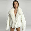 Faux Fur Neck Short Jackets Women Long Sleeve Ruff Thicken Loose Outerwear Female Autumn Winter Chic Daily Coats