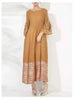 Women's Dress With Flower Ruffles Sleeves Round Neck Loose Big Size Long Dresses 2DB1142