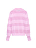 Women Striped Knitted Cardigan Single Breasted Long Sleeve Polo Collar Sweater Casual Knitted Coat