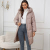 Winter Women's Long Coat Windproof Warm Padded-Cotton Coat Simple Loose Hooded Parkas Plaid Quilted Jackets for Woman