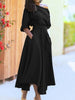 Women's S-2XL Size Slanted Shoulder Collar Tie Waist Style Solid Color Dress Leopard print maxi dresses for women