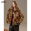 Women's Winter Down Jacket, Retro Floral Embroidery Stand Collar Puffer Coat, Romantic Thick Warm Padded Top