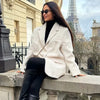 Women's Blazer Faux Fur Coats Outerwears Female Spring Jackets White Fitted Long Sleeve Blazer Office Wear Women 066