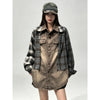 Single Breasted Jeans Patchwork Shirts for Women Autumn Korean Style Loose Long-sleeved Shirts