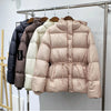 Women Belted Down Jacket with Hood Autumn Winter Warm Thick Outwear White Duck Down Casual Coat
