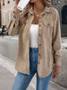 Autumn Winter Casual Single Breasted Pocket Jacket Solid Color Long Sleeve Corduroy Coats for Women Khaki Pink Red