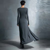 Elegant Long Sleeve Ruched Maxi Dresses For Women O Neck Slim A-Line Long Dress Women Evening Party Dress