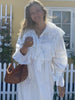 Elegant Chic Lace Maxi Dress White Cotton Autumn Spring Long Sleeve Women Dresses Loose Hollow Out Holiday Vestidos