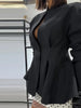Elegant Ruffle Women's Coats Hollow-out V-neck Full Sleeve Waist-cinching Pleated Jackets Spring Autumn Daliy Outwears