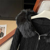 Twist Texture Fur Collar Hooded Knit Cardigan Women Winter Relaxed Slim Casual Joker Sweater Female Coat Tops