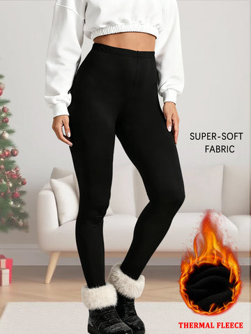 Women's Thermal Fleece Lined Leggings. Soft Low Rise Design for yoga, Running and Winter Activities