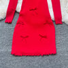 Chic Sexy Wrap Hips Knitted Mini Dress Y2K Aesthetic 3D Bows Bodycon Party Dress Streetwear Lady Dress