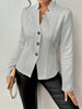 Autumn and Winter Woman Textured Button Front Blazer Stand Collar Long Sleeve Fit for Office and Casual Wear Suit Jacket