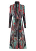 Niche Printed Windbreaker Women's Loose Oversized Long Sleeved Pleated Trench Cardigan Long Coat 2DB2481