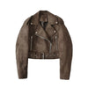 Spring Women's Brown Suede Short Jacket Loose Lapel Zipper Long Sleeve Motorcycle Coat Female Lady High Street Outwear