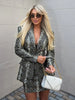 Snake Print V-Neck Blazer Long Sleeve Skirt Set Slim Fit Autumn Women Chic Outfit Casual Lady Two Piece Suit
