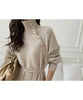 High end Knitted Dress Women's Autumn Winter Stretch Sweaters Long Dress Female Retro Chic buttons stylish Turtleneck Base dress