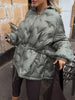 Winter Solid Women Thicken Coat Casual Long Sleeve Hooded Zippers Pleated Female Outwear Elegant Lady Oversize Jacket