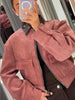 Corduroy Cropped Short Jackets Women Casual Contrast Collar Long Sleeves Zipper Coat Lady Spring Daily Street Wear