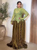 Elegant Olive Green Dresses High Waist Long Sleeve Maxi Dress for Woman Evening Party Pleated Dress Stretch Fabric for Dress