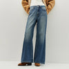 Women Jeans Belted Fleece Lined Flared Loose Fit Distressed Wash Vintage HighWaist Streetwear Denim Pants