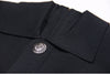 Sml Elastic Knitted Solid Color Flip Collar Button Back Zipper Large hem Pleated Casual Women's Dress