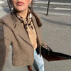 Elegant Women Blazer Coat Turn down Collar Full Sleeve Tassel Solid Thick Warm Jacket Female Spring Office Lady Outwear