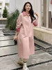 Contrasting Color Windbreaker For Women Lapel Long Sleeves Single Breasted Mid Length Trench Coat Spring 2DA8980
