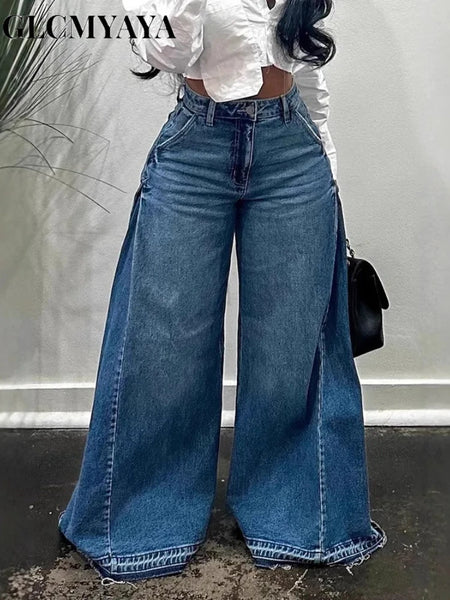 Women Streetwear Washed Denim loose Pants Jeans Autumn Winter Loose Safari Style Cargo Harem Hip Hop Jean