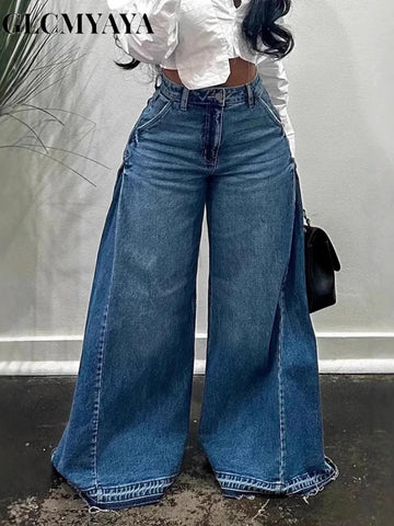 Women Streetwear Washed Denim loose Pants Jeans Autumn Winter Loose Safari Style Cargo Harem Hip Hop Jean