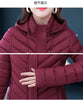 Middle-aged Womens Down Cotton Coat Winter Long Warm Quilted Cotton Jacket Female Casual Hooded Parka Overcoat Purple 5XL