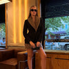 Faux Fur Patchwork Tweed Coat Skirt Sets Women Elegant Long Sleeve Waist Cinching Jackets Mini Skirts Autumn Chic Ladies Outfits