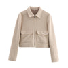 Women's Zipper Jacket Coat Winter Long Sleeve Pocket Outerwear Coat Short Street Elegant Women's Jacket