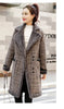 Autumn Winter Plaid Cotton Jacket Women's Warm Temperament Polo Collar Wool Coat Female Long Parkas Overcoat