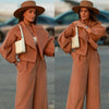 Women's Set Long Sleeve Slim Blazer and Wide Leg Pants Fall OL Workout Two 2 Piece Sets Outfit Tracksuit